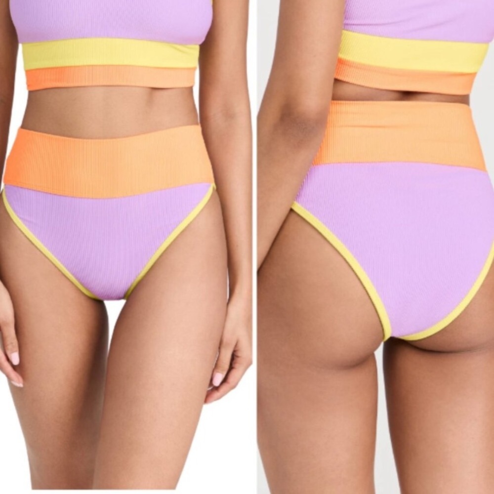 Beach Riot Lilac, Orange & Yellow High-Waist Bikini Bottom